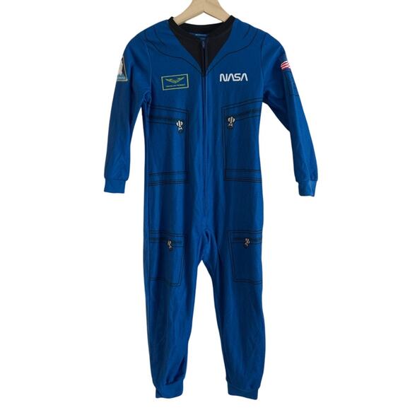 SGI Apparel NASA Boys Union Suit Fleece Zip Pajama Blue Medium 8 - Picture 1 of 6